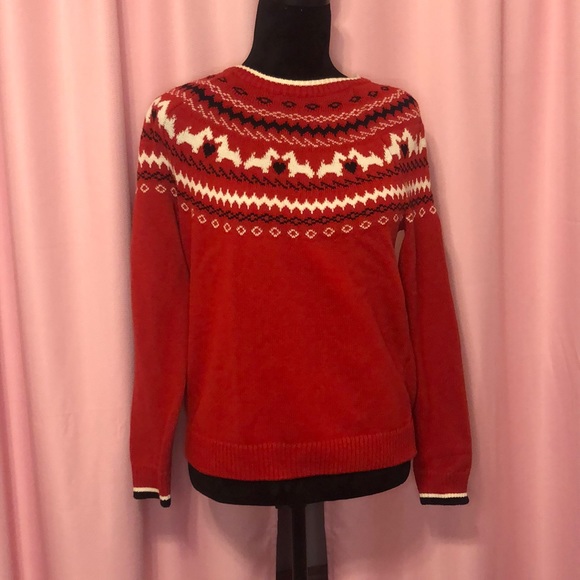 Charter Club Tops - Bright Red Charter Club Scotty Dog Fair Isle Sweater